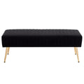 Furniliving 44 Inch Tufted Leather Bench, Leather Footrest Stool Bedroom Bench Seat, Upholstered Tufted Beathable Fabrics Ottoman Bench with X-Shaped Wood Legs for Kitchen, Solid Wood Indoor Bench