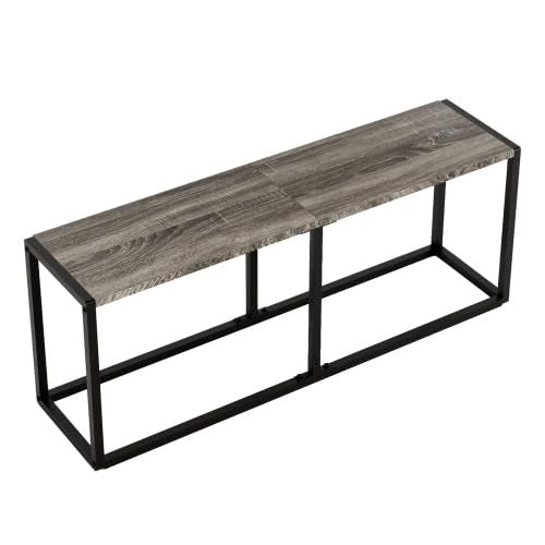 VINGLI 47.2 Inch Indoor/Outdoor Bench, Rustic Brown Dining & Patio Bench with Heavy-Duty Metal Frame, Backless Seating Bench for Dining Room, Garden, Porch, Balcony & Entryway