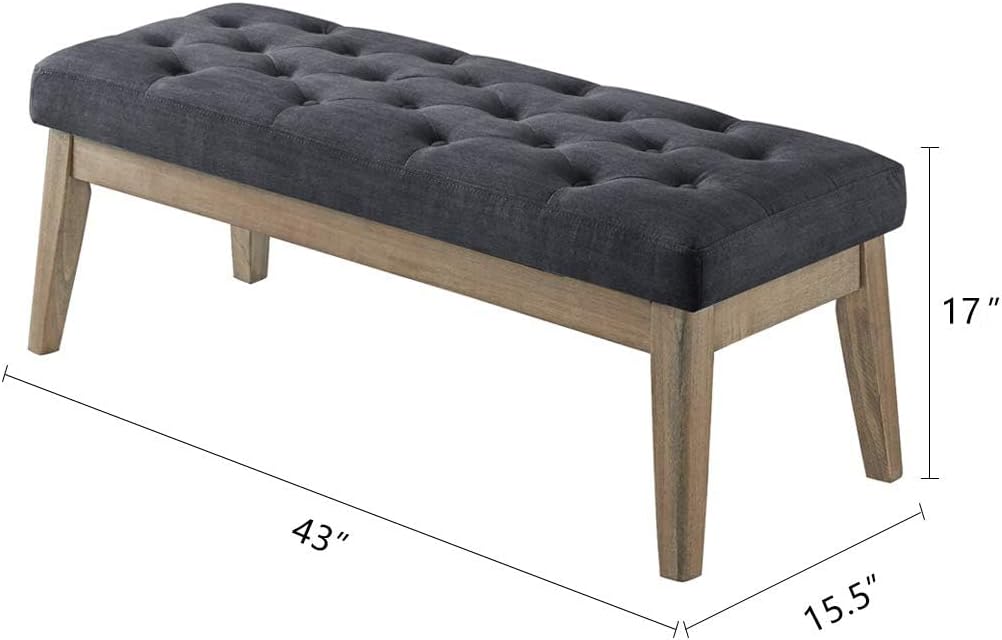 Midnight Tufted Velvet Entry Bench