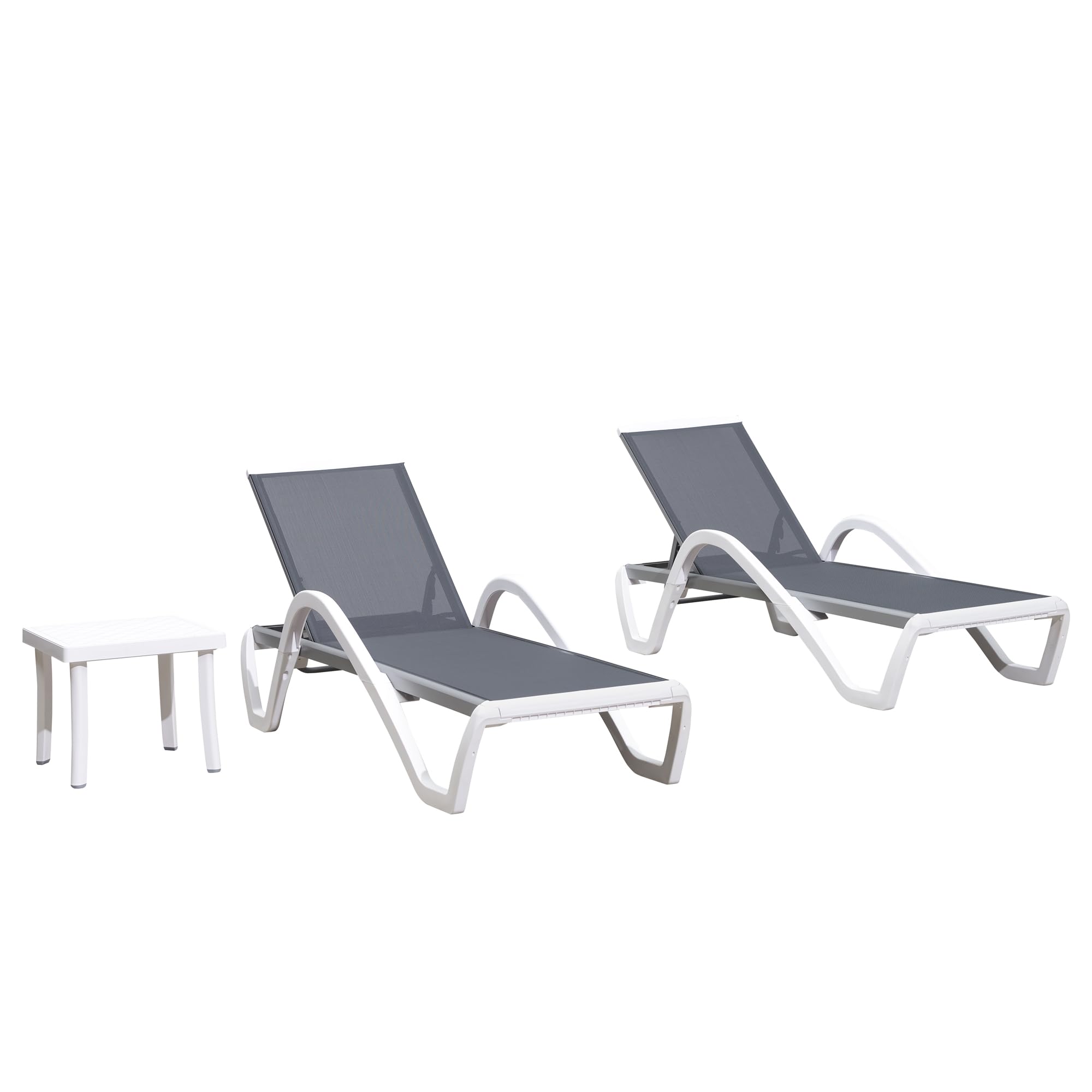 PURPLE LEAF Patio Chaise Lounge Chair with Armrests Outside Aluminum Plastic Stackable Tanning Chairs for Pool Sunbathing Beach Deck Outdoor Lounger, Khaki