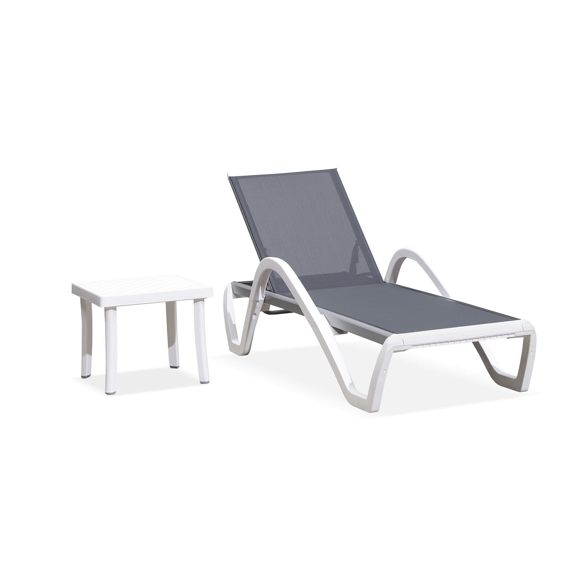 PURPLE LEAF Patio Chaise Lounge Chair with Armrests Outside Aluminum Plastic Stackable Tanning Chairs for Pool Sunbathing Beach Deck Outdoor Lounger, Khaki