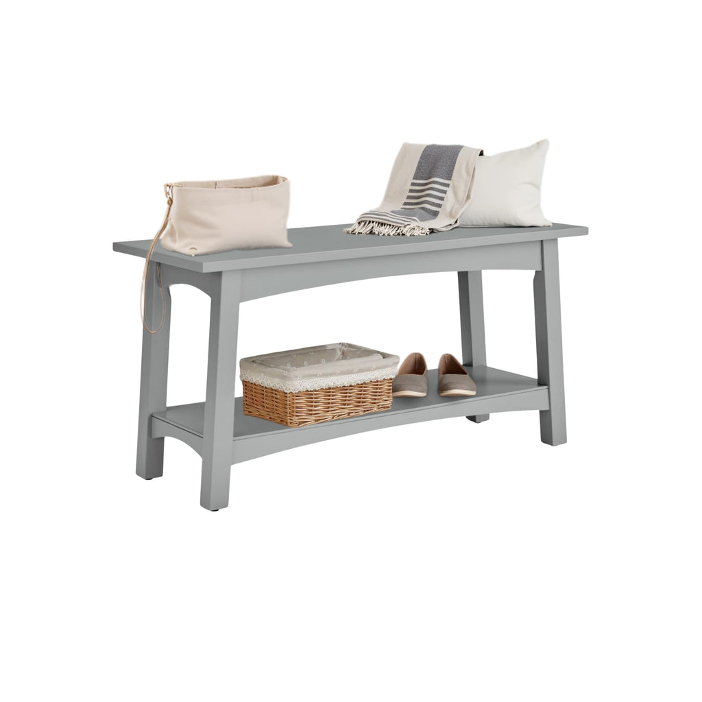 Craftsbury 36-Inch Solid Wood Entryway Bench with Storage Shelf – Easy Assembly Small Seating Bench for Hallway, Living Room, or Foyer by Alaterre Furniture (White)