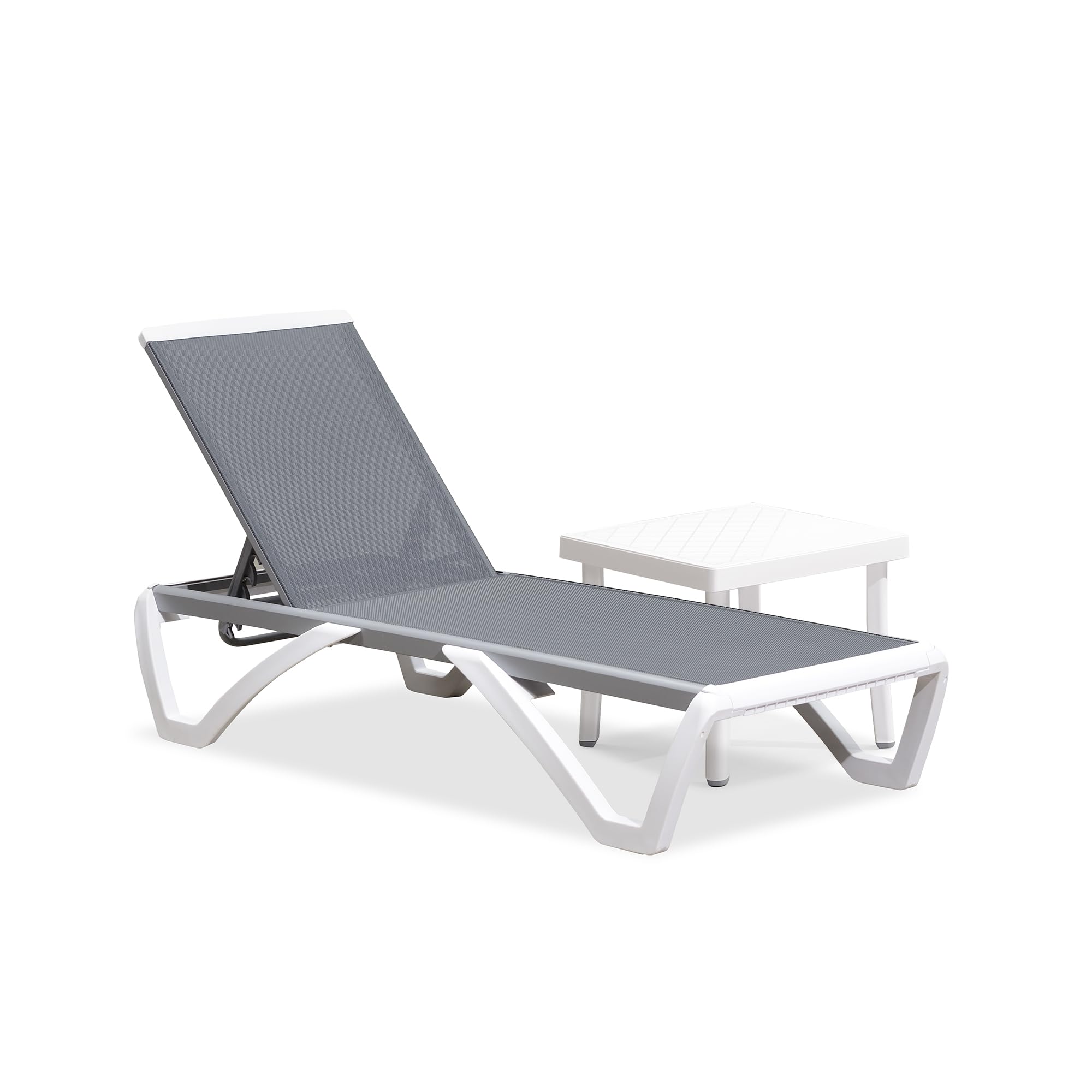 PURPLE LEAF Patio Chaise Lounge Chair with Armrests Outside Aluminum Plastic Stackable Tanning Chairs for Pool Sunbathing Beach Deck Outdoor Lounger, Khaki