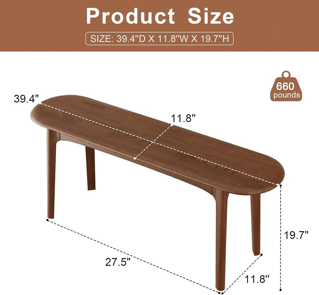 DONGMUWUEJEE Walnut Solid Wood Dining Bench