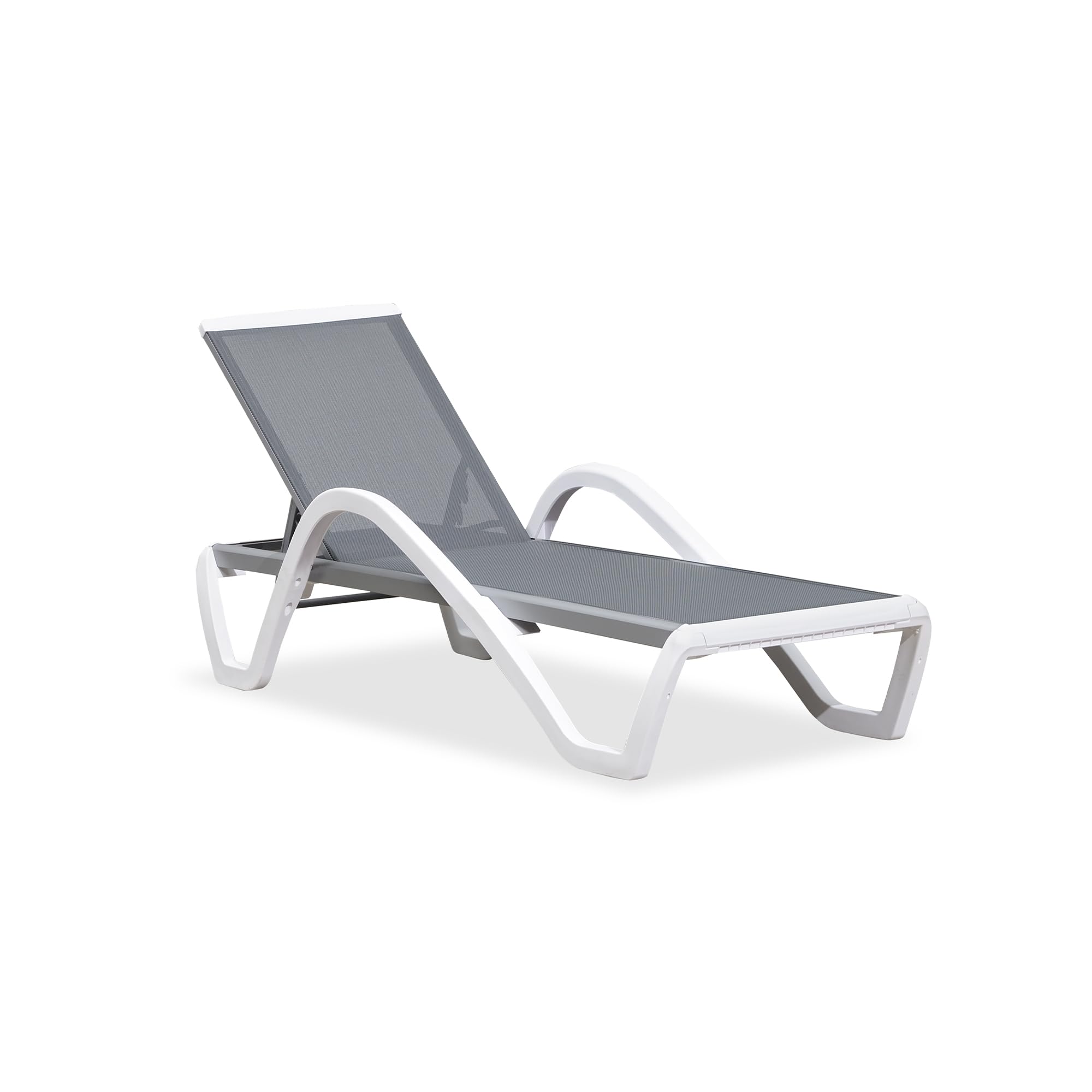 PURPLE LEAF Patio Chaise Lounge Chair with Armrests Outside Aluminum Plastic Stackable Tanning Chairs for Pool Sunbathing Beach Deck Outdoor Lounger, Khaki