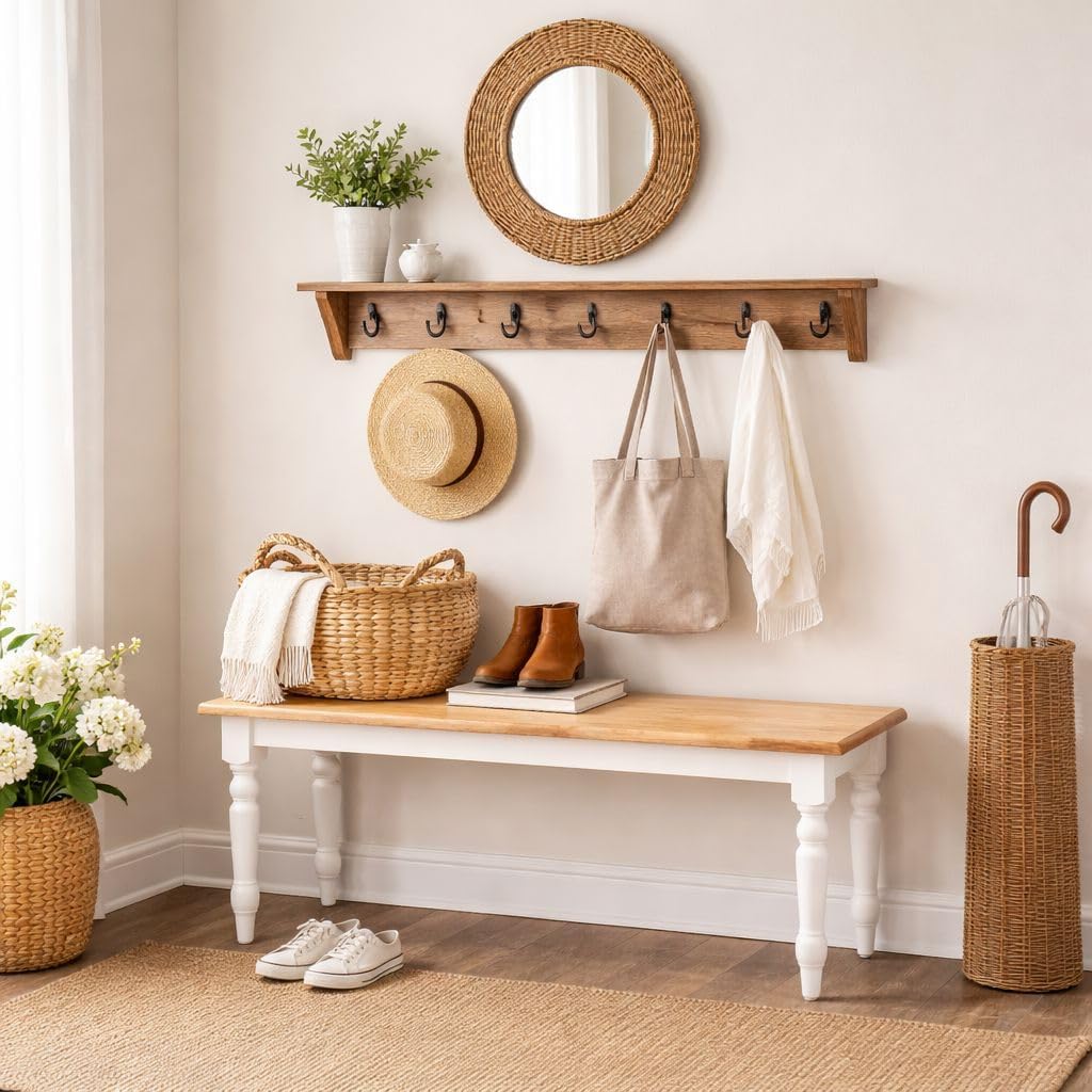 Boraam Cream Windsor Farmhouse Bench