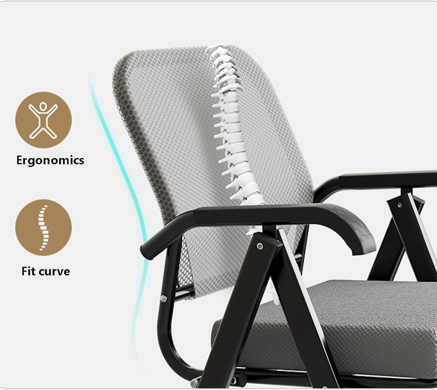 Black Mesh Carbon Steel Folding Chair