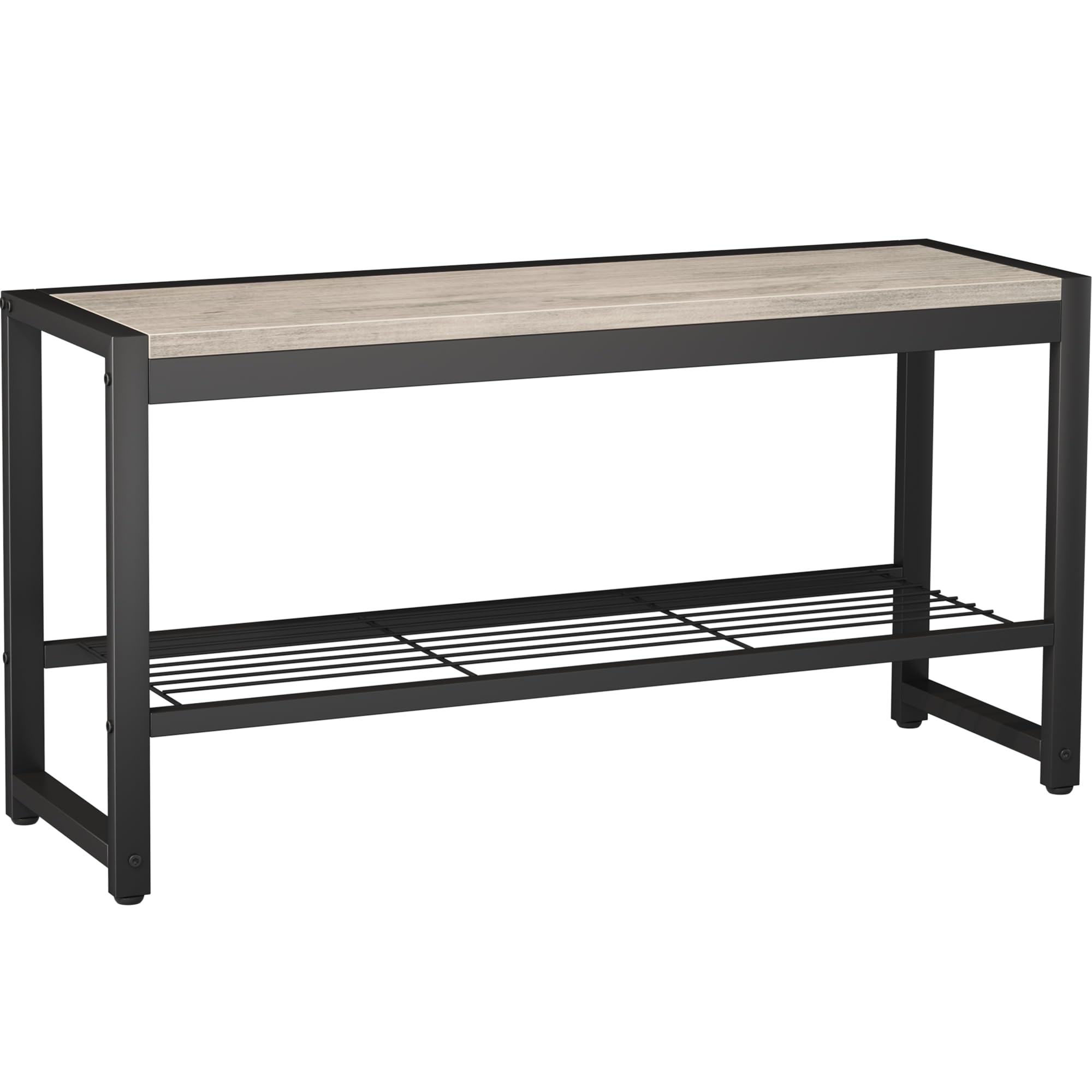 HOMEFORT Shoe Bench, Modern Industrial Shoe Storage Bench, Entryway Bench with Mesh Shelf and Sturdy Metal Frame, Metal Shoe Rack Bench for Hallway, Mudroom, Living Room, Rustic Brown