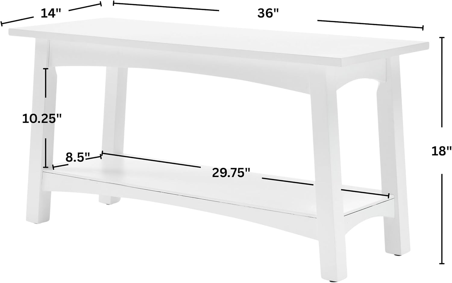Craftsbury 36-Inch Solid Wood Entryway Bench with Storage Shelf – Easy Assembly Small Seating Bench for Hallway, Living Room, or Foyer by Alaterre Furniture (White)