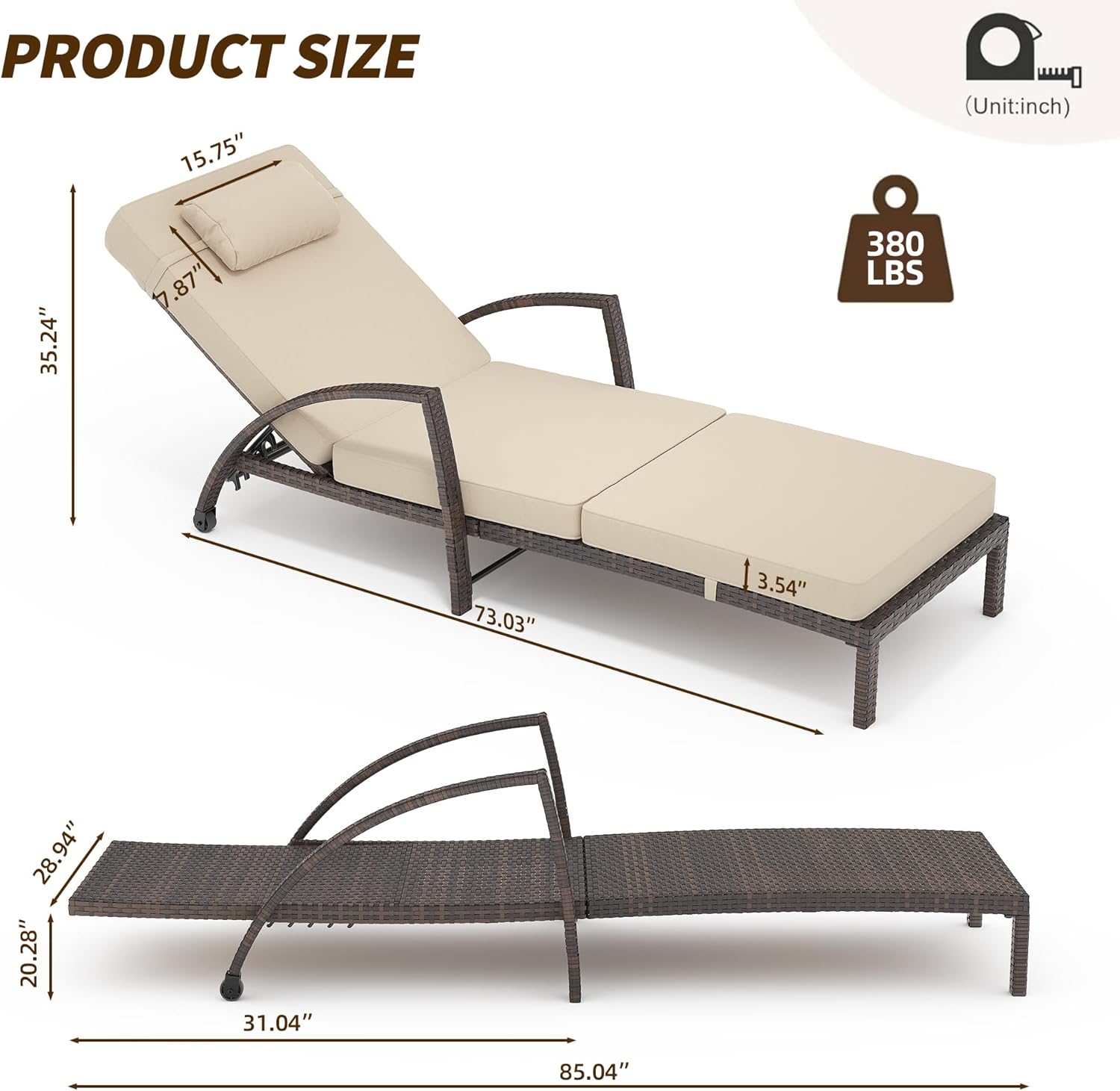 2 Beige Wicker Adjustable Pool Chaise Lounges