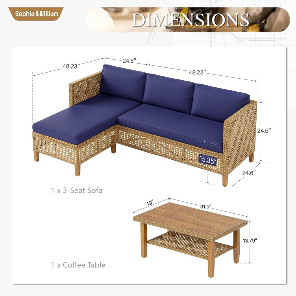 Sophia William Navy Wicker Patio Set