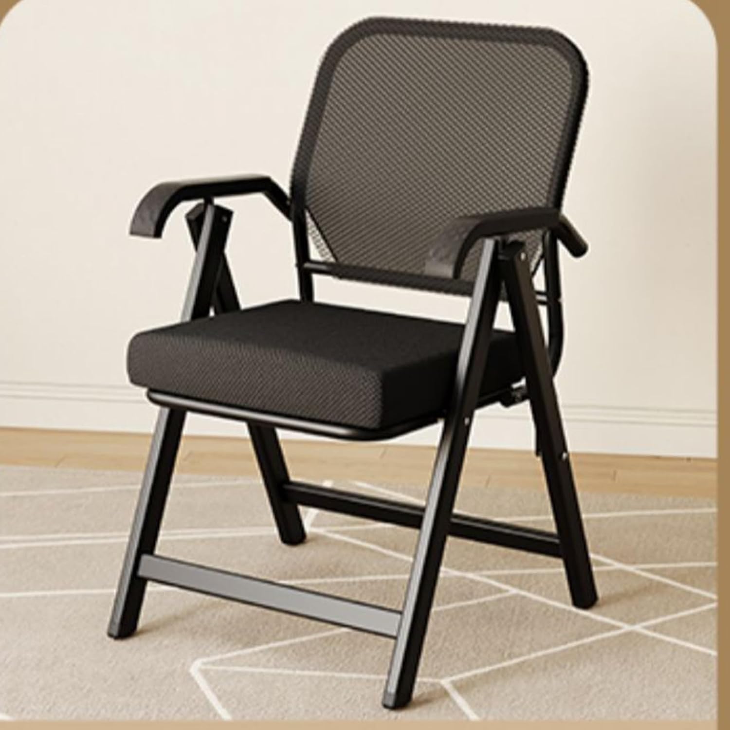 Black Mesh Carbon Steel Folding Chair