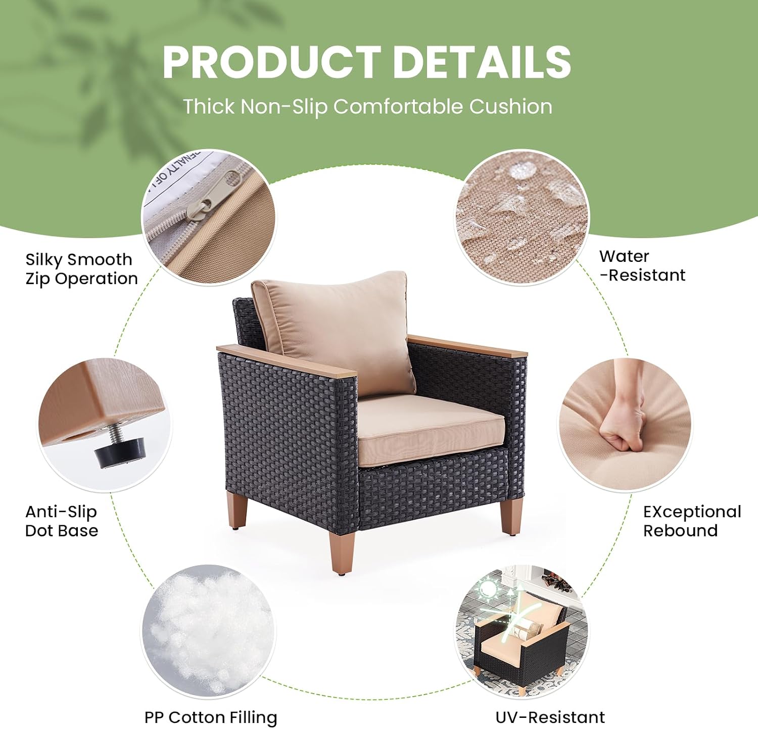 5-Piece PE Wicker Patio Conversation Set