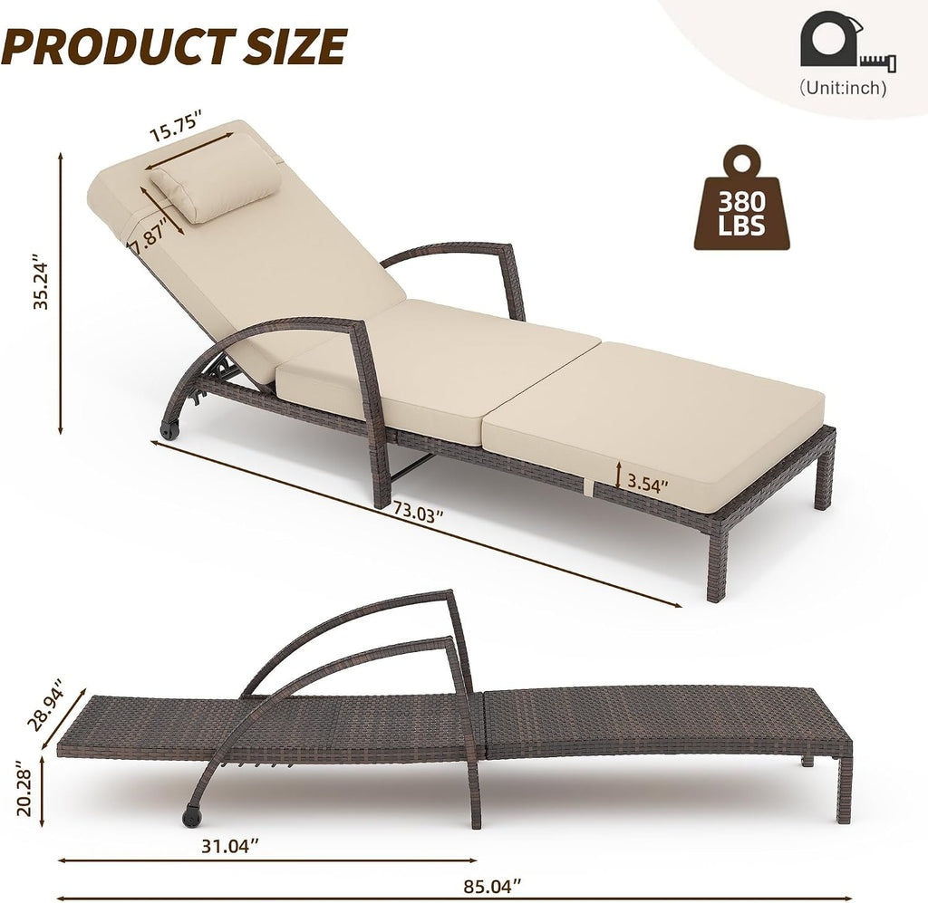 Litake Brown Rattan Pool Chaise Lounge