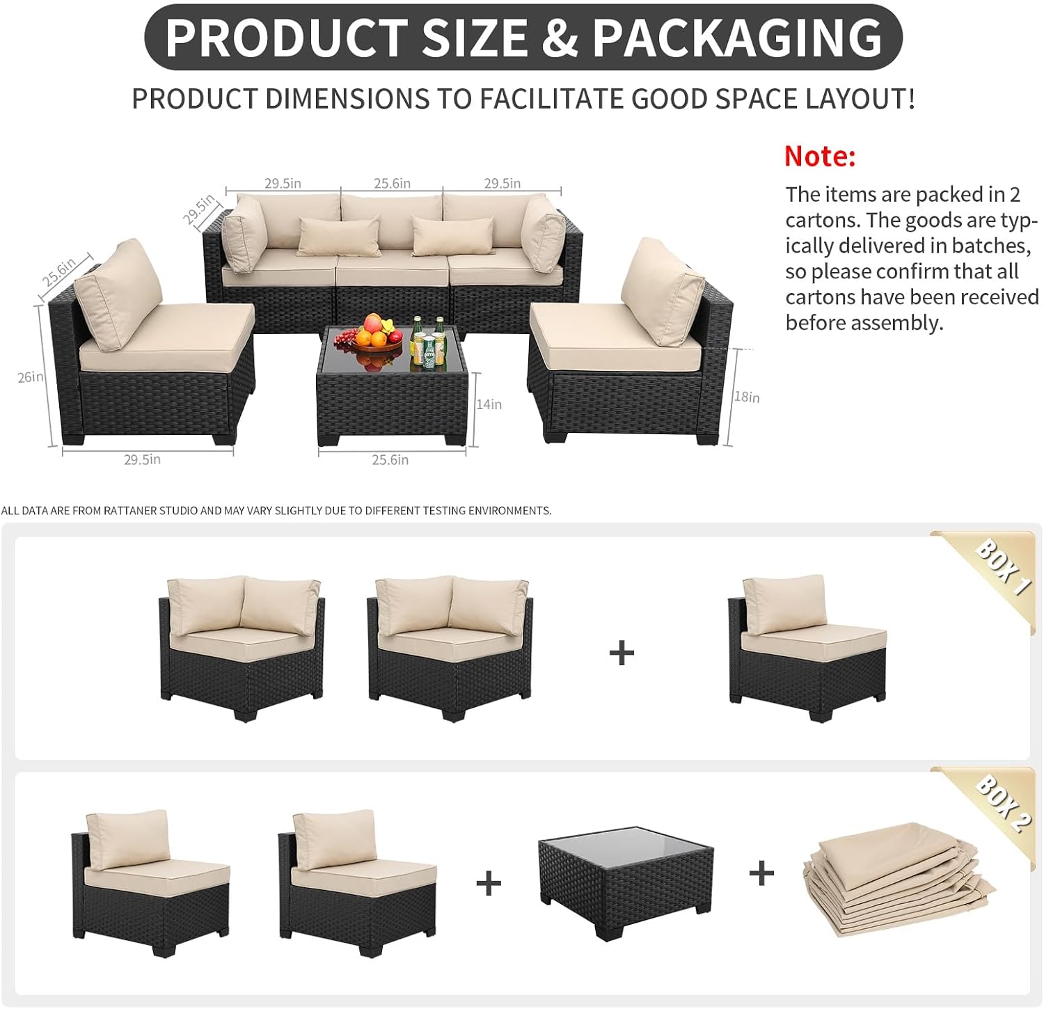Rattaner Khaki 6-Piece All-Weather Wicker Patio Sectional Set