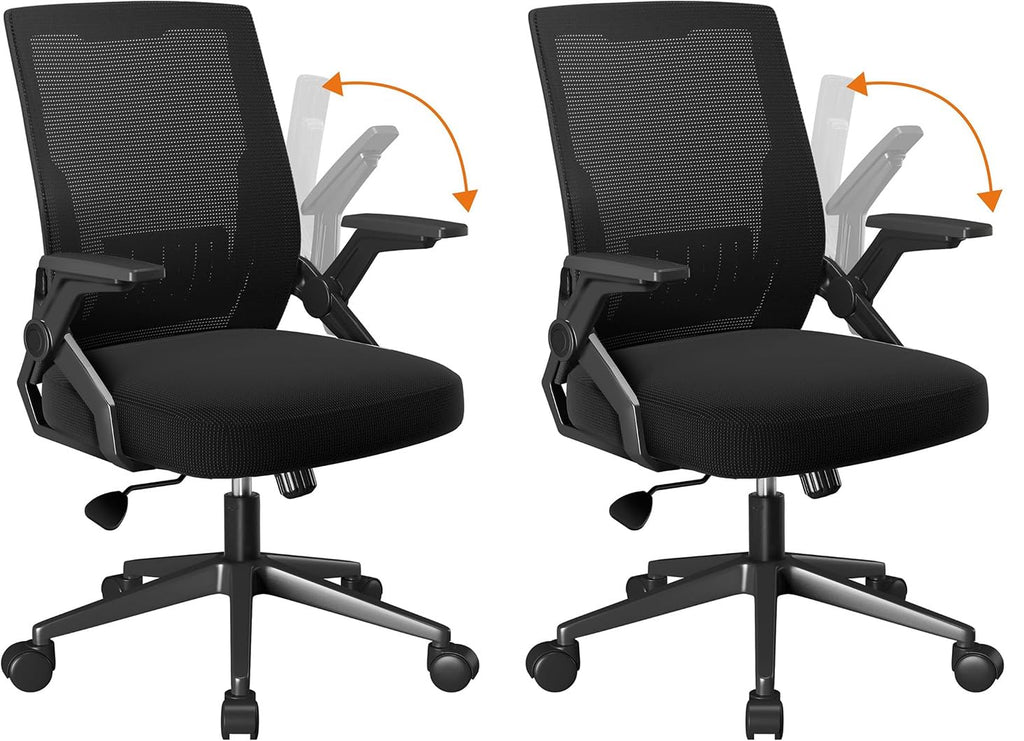 COMHOMA Office Chair with Flip-up Armrests Ergonomic Computer Desk Chair with Adaptive Lumbar Support & Breathable Mesh, Black