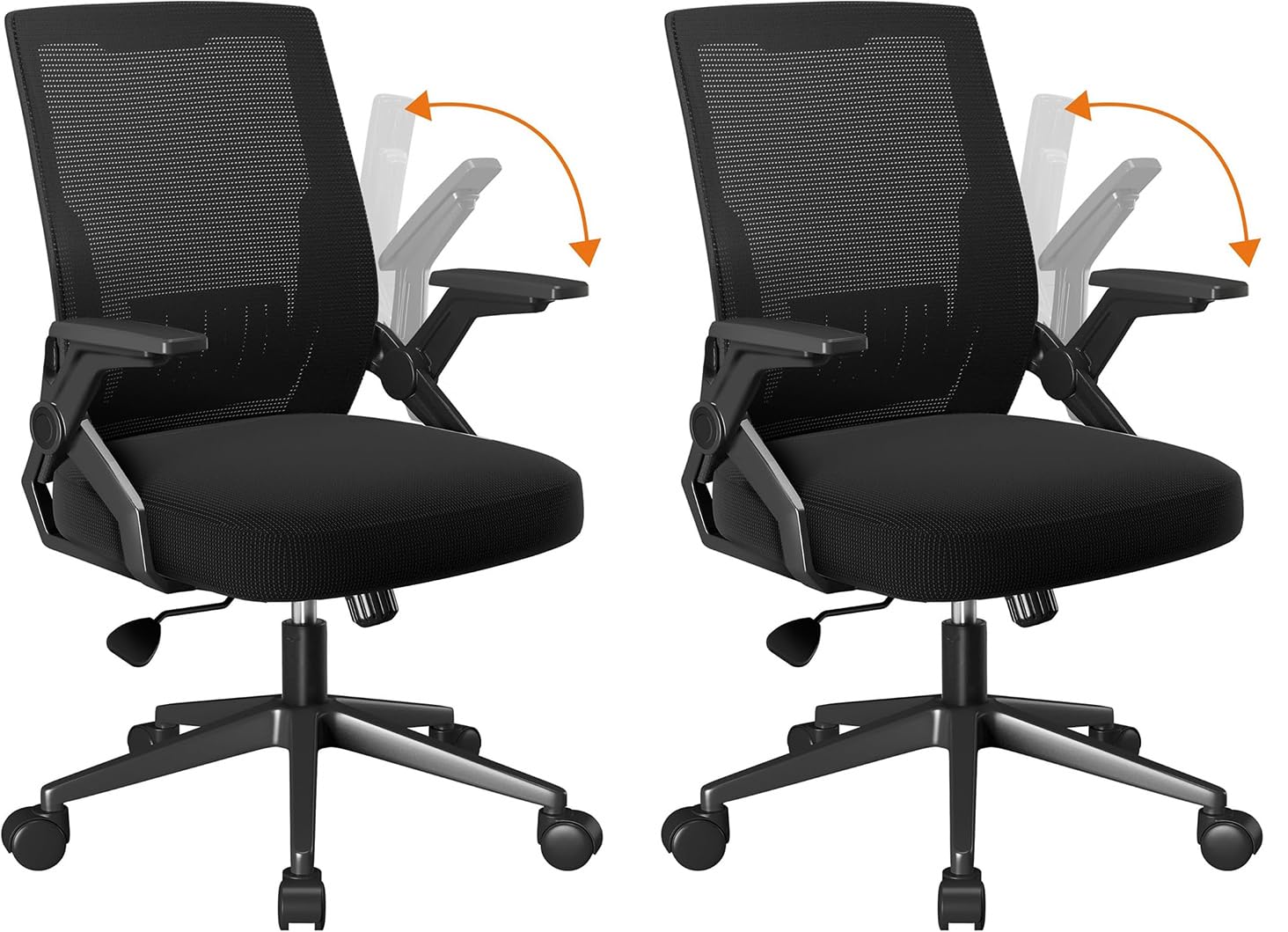 COMHOMA Office Chair with Flip-up Armrests Ergonomic Computer Desk Chair with Adaptive Lumbar Support & Breathable Mesh, Black