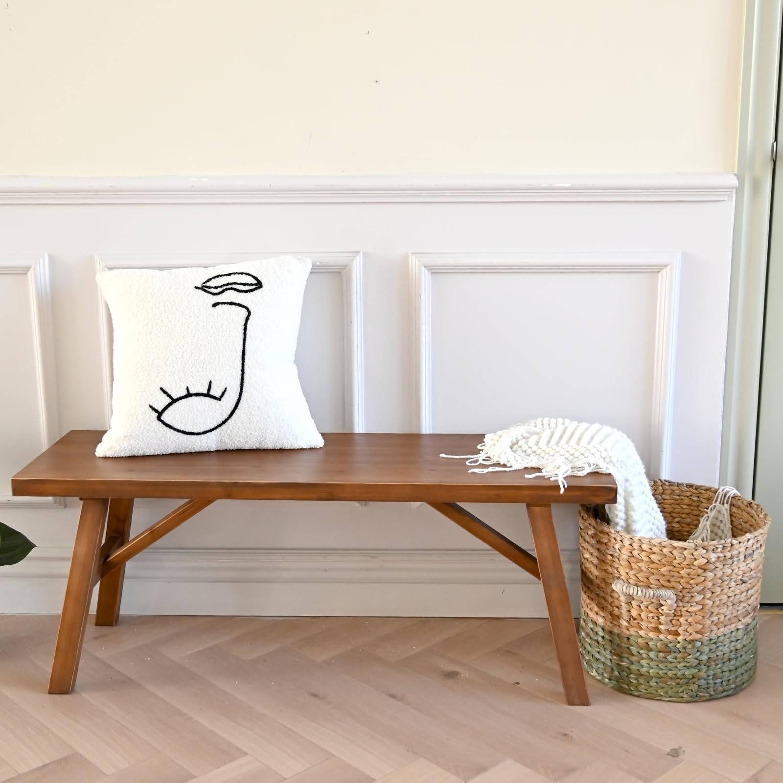 SwallowLiving 40 Inch Solid Wood Bench, Farmhouse Indoor Kitchen Dining Bench with Sturdy Construction, Multi-Purpose Backless Seat for Entryway, Outdoor Patio, Foot of Bed