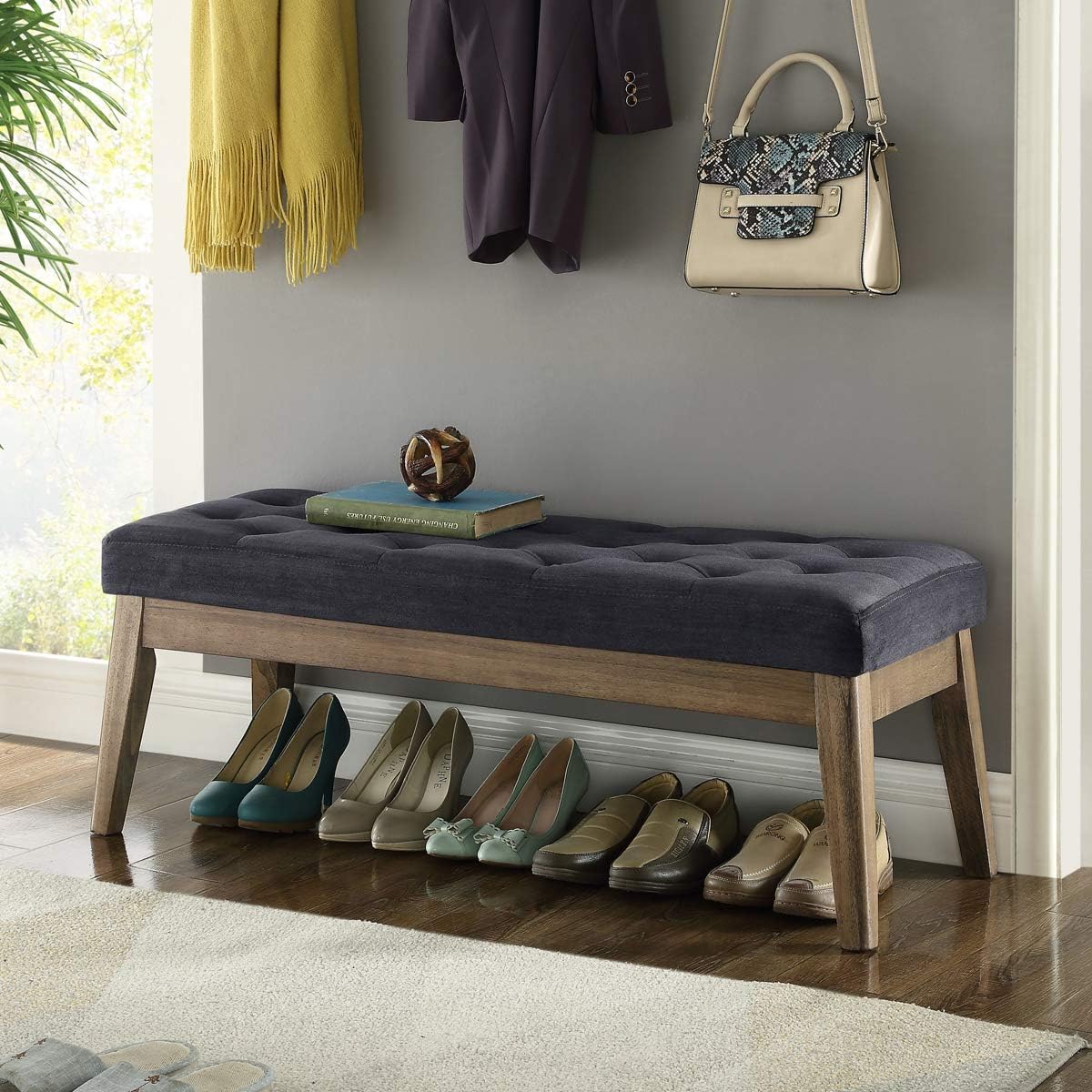Midnight Tufted Velvet Entry Bench