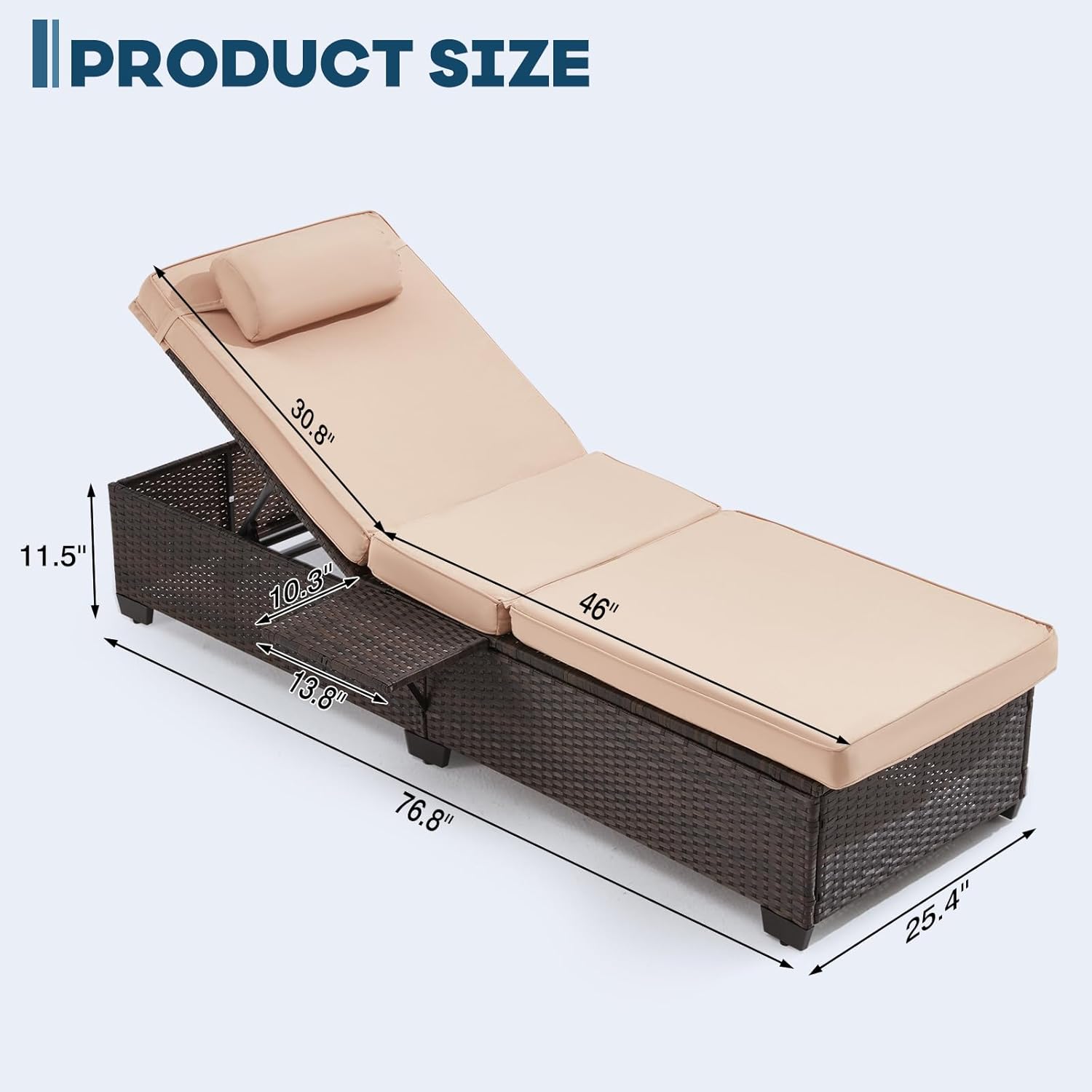 2 Adjustable Pool Chaise Lounges Khaki