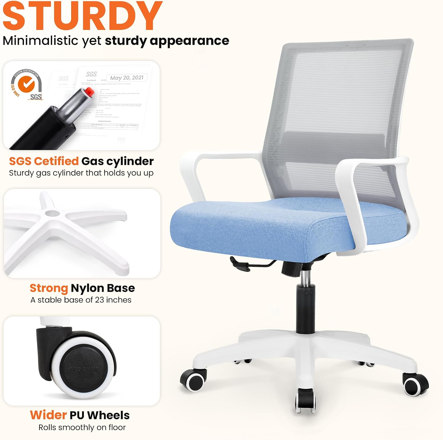 Sky Blue Mesh Gaming Office Chair