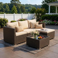 WWR Patio Furniture Set 5 Piece - Wide Armrests - All-Weather Wicker Rattan Outdoor Conversation Couch Sets, Modular Sectional Sofa for Garden, Patio, Poolside, Backyard, Balcony, Porch