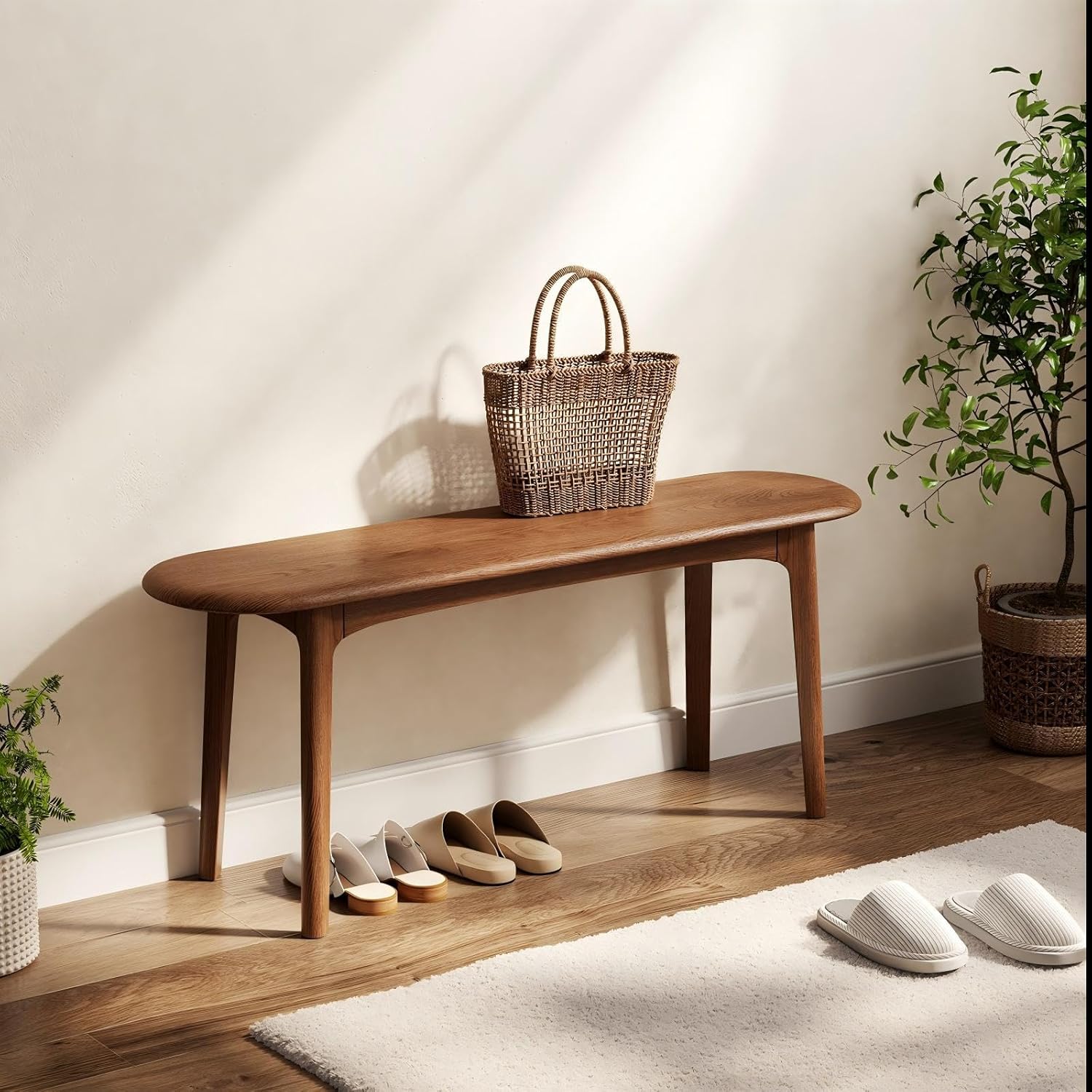 DONGMUWUEJEE Walnut Solid Wood Dining Bench