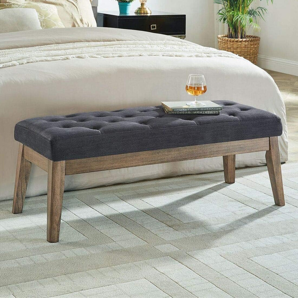 Midnight Tufted Velvet Entry Bench