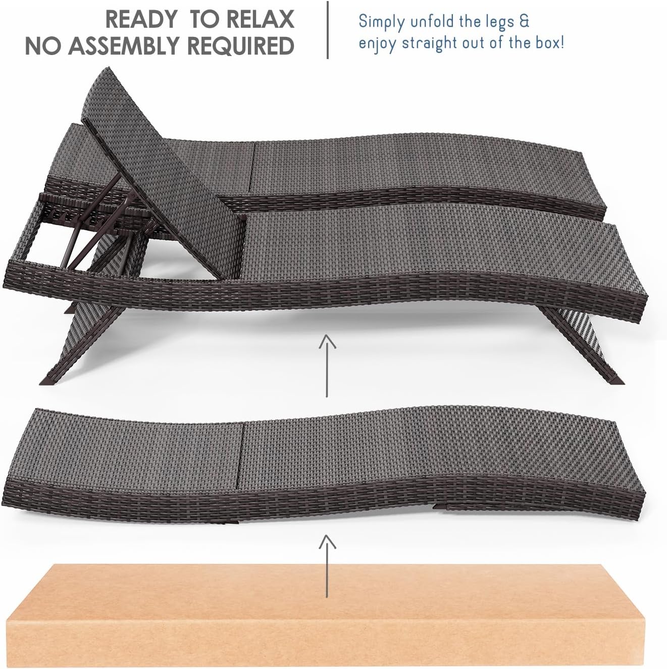 2 Nestl Wicker Reclining Chaise Lounges