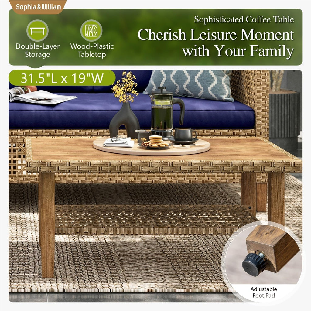 Sophia William Navy Wicker Patio Set