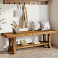 Brown Solid Wood Entry & Bed Bench