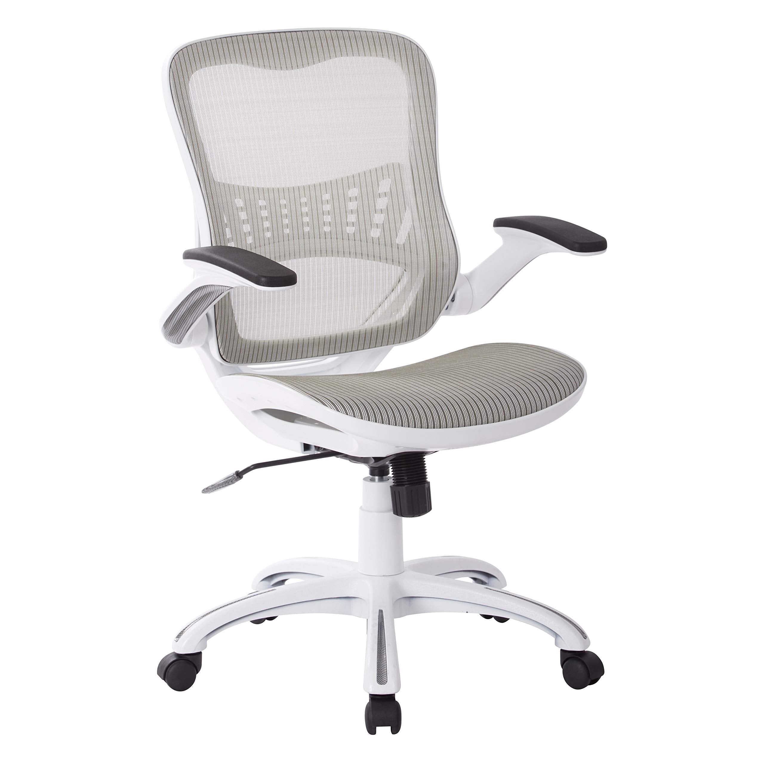 Office Star Ventilated Manager's Office Desk Chair with Breathable Mesh Seat and Back, Black Base, Black