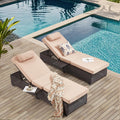 2 Adjustable Pool Chaise Lounges Khaki