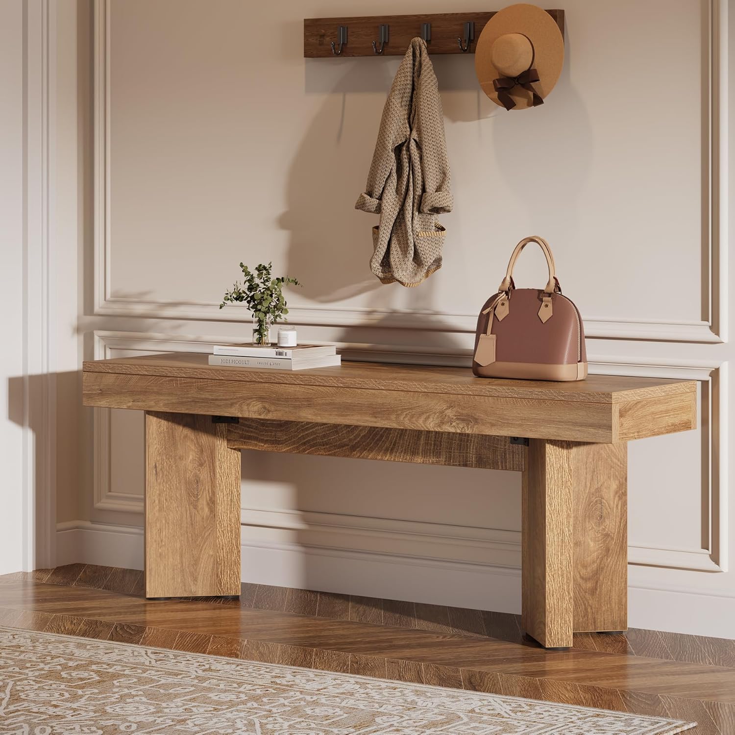 Tribesigns Rustic Brown Farmwood Entry Bench