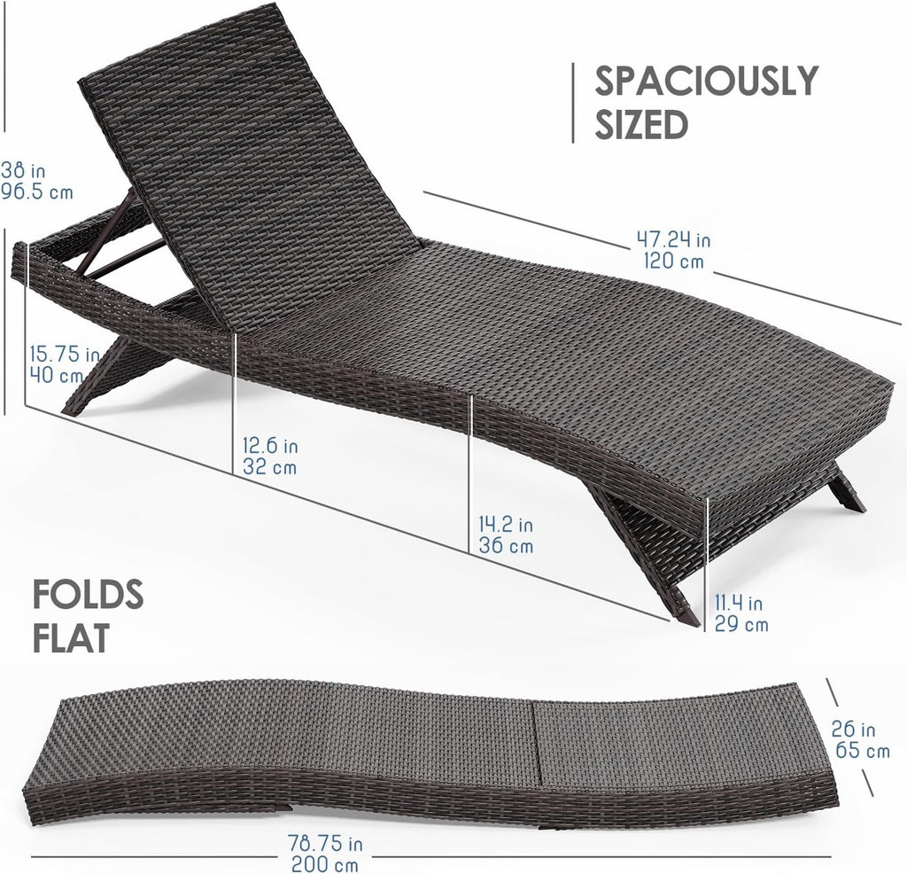 2 Nestl Wicker Reclining Chaise Lounges