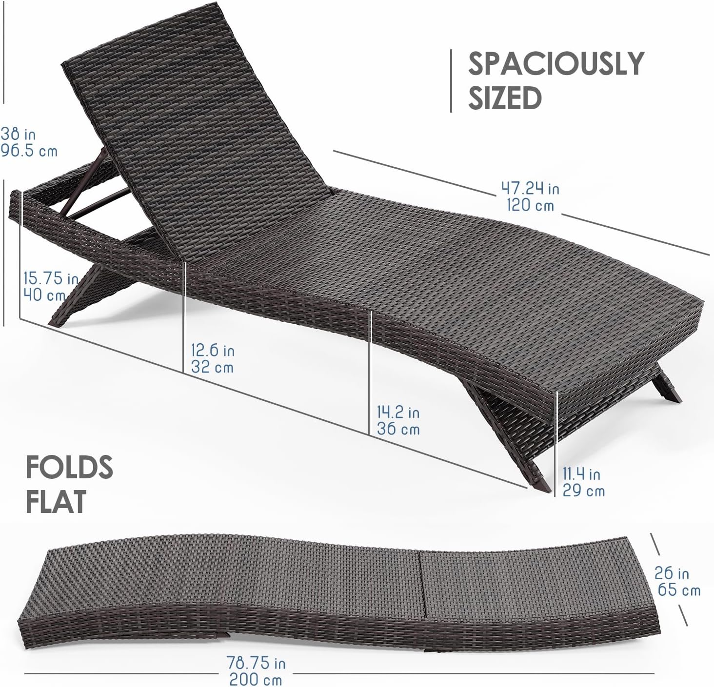 2 Nestl Wicker Reclining Chaise Lounges