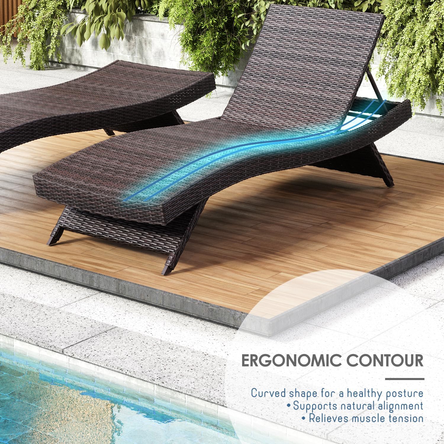 2 Nestl Wicker Reclining Chaise Lounges