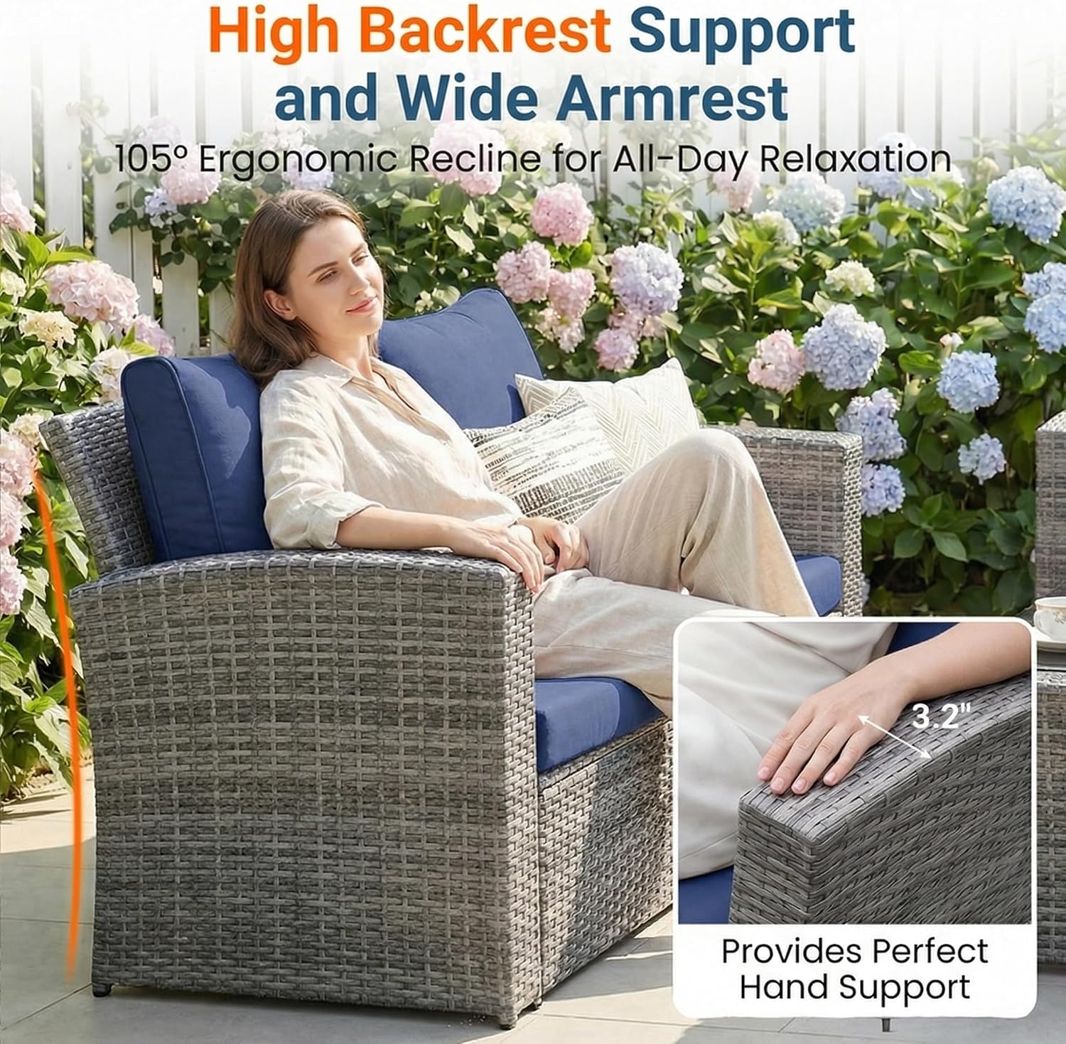 Wisteria Lane Dark Blue All Weather Wicker Patio Sofa