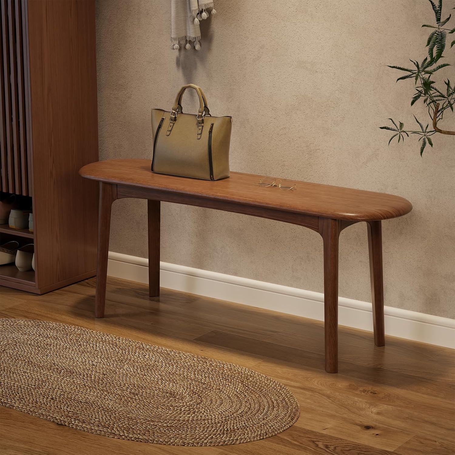 DONGMUWUEJEE Walnut Solid Wood Dining Bench