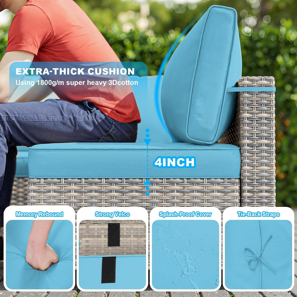 Lake Blue 9pc Wicker Patio Set
