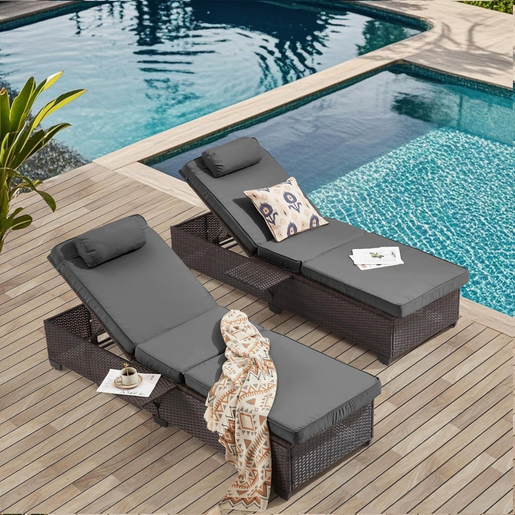 Outdoor 2-Pack Pool Chaise Lounge Chairs