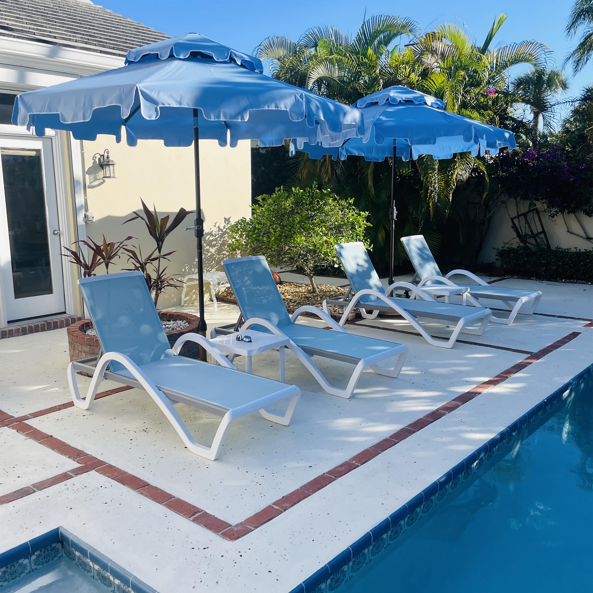 PURPLE LEAF Patio Chaise Lounge Chair with Armrests Outside Aluminum Plastic Stackable Tanning Chairs for Pool Sunbathing Beach Deck Outdoor Lounger, Khaki