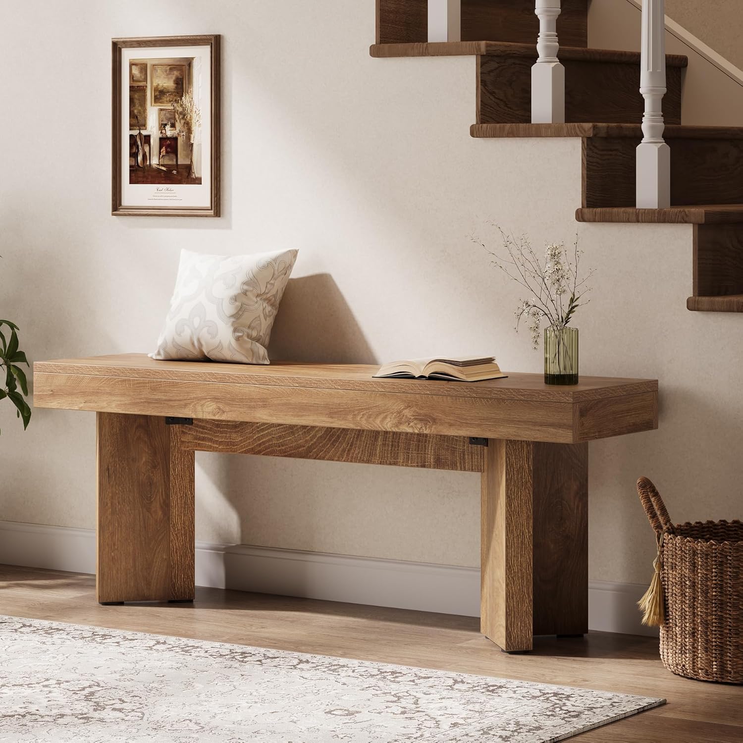 Tribesigns Rustic Brown Farmwood Entry Bench