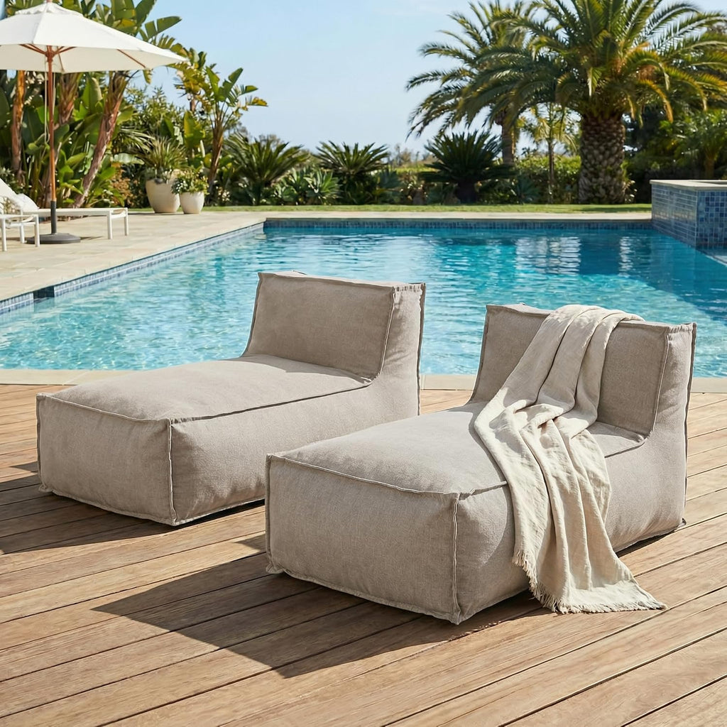 2 Beige Merax Outdoor Bean Bag Lounges