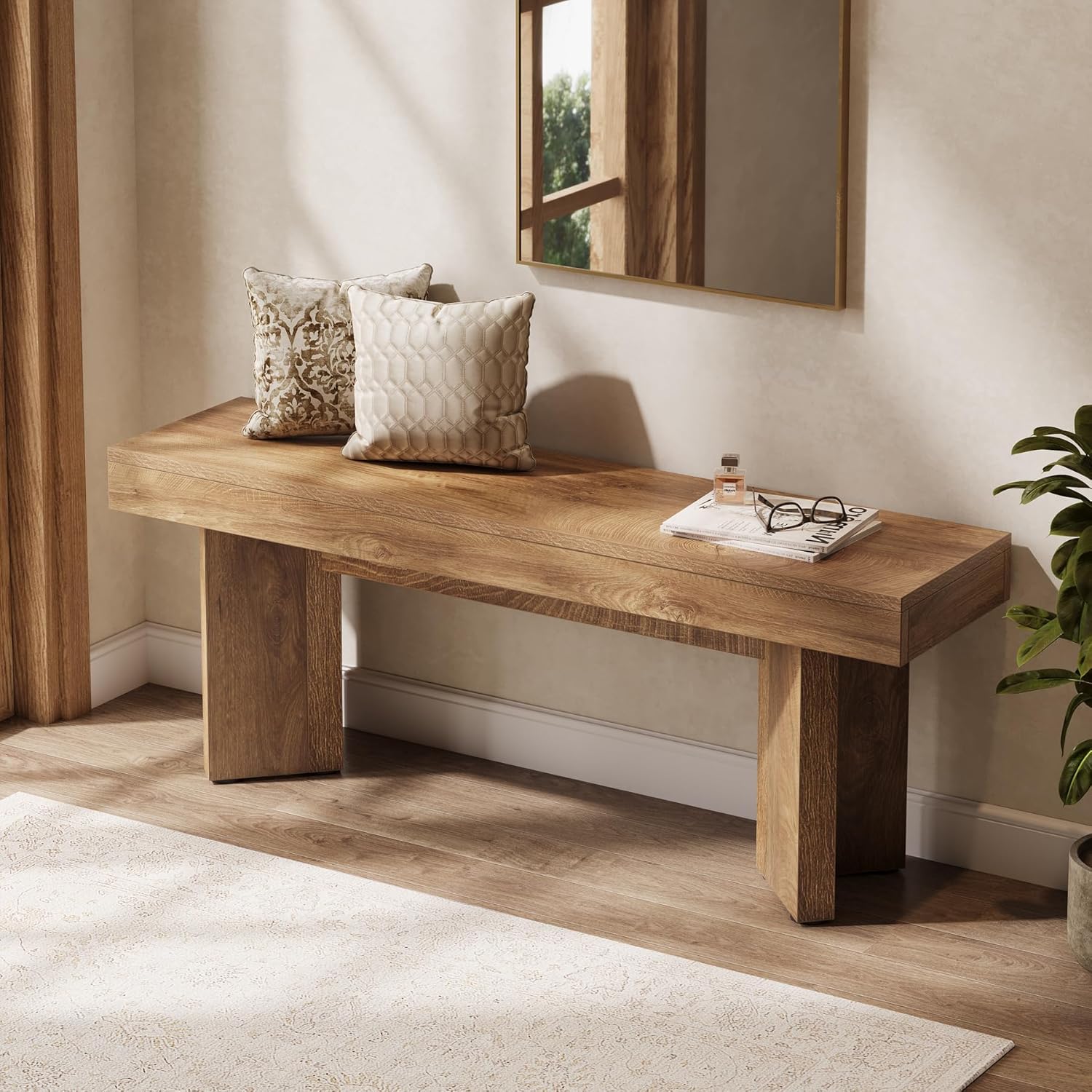 Tribesigns Rustic Brown Farmwood Entry Bench