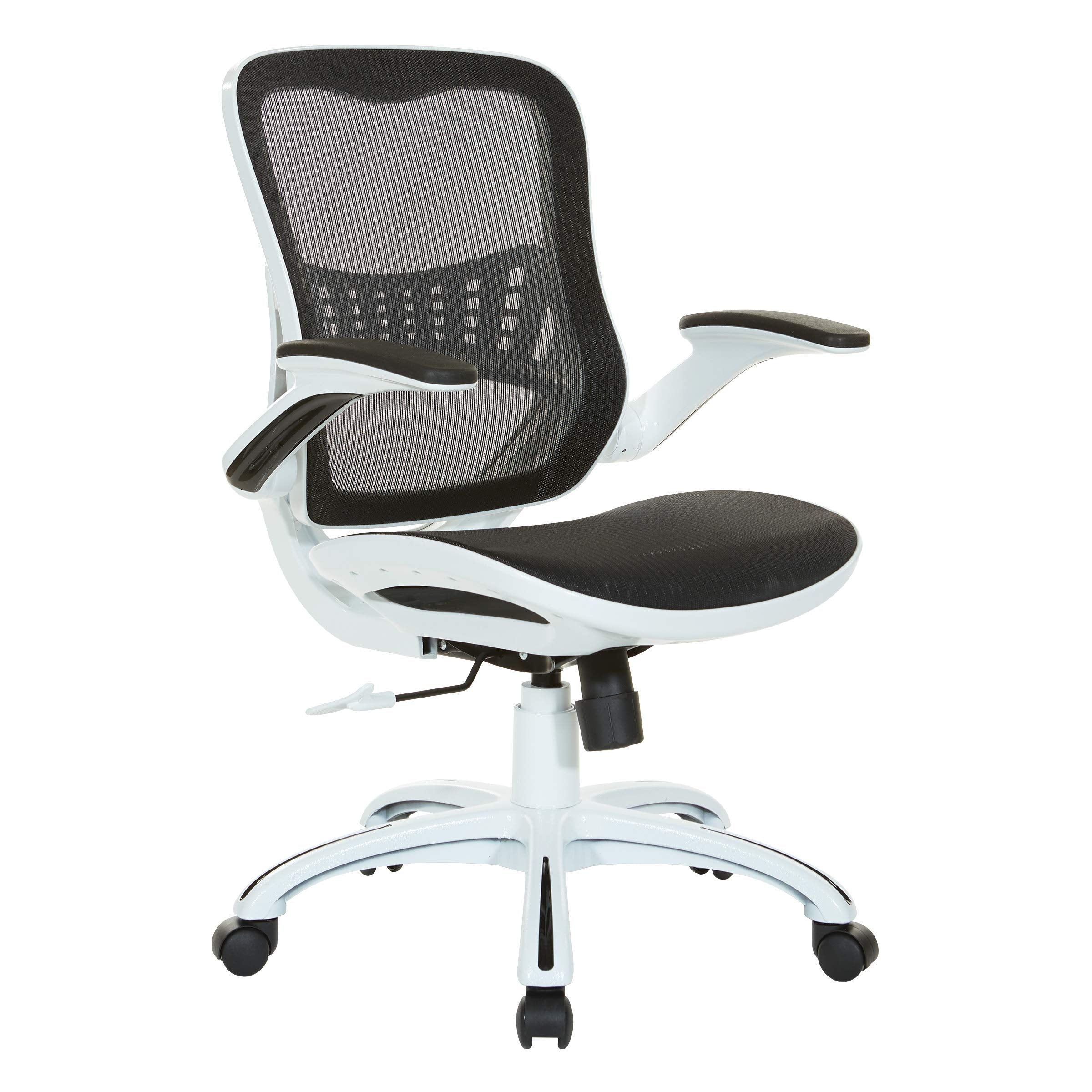 Office Star Ventilated Manager's Office Desk Chair with Breathable Mesh Seat and Back, Black Base, Black