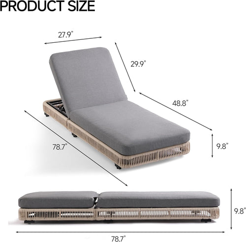 Beige Rattan Adjustable Pool Chaise Lounge