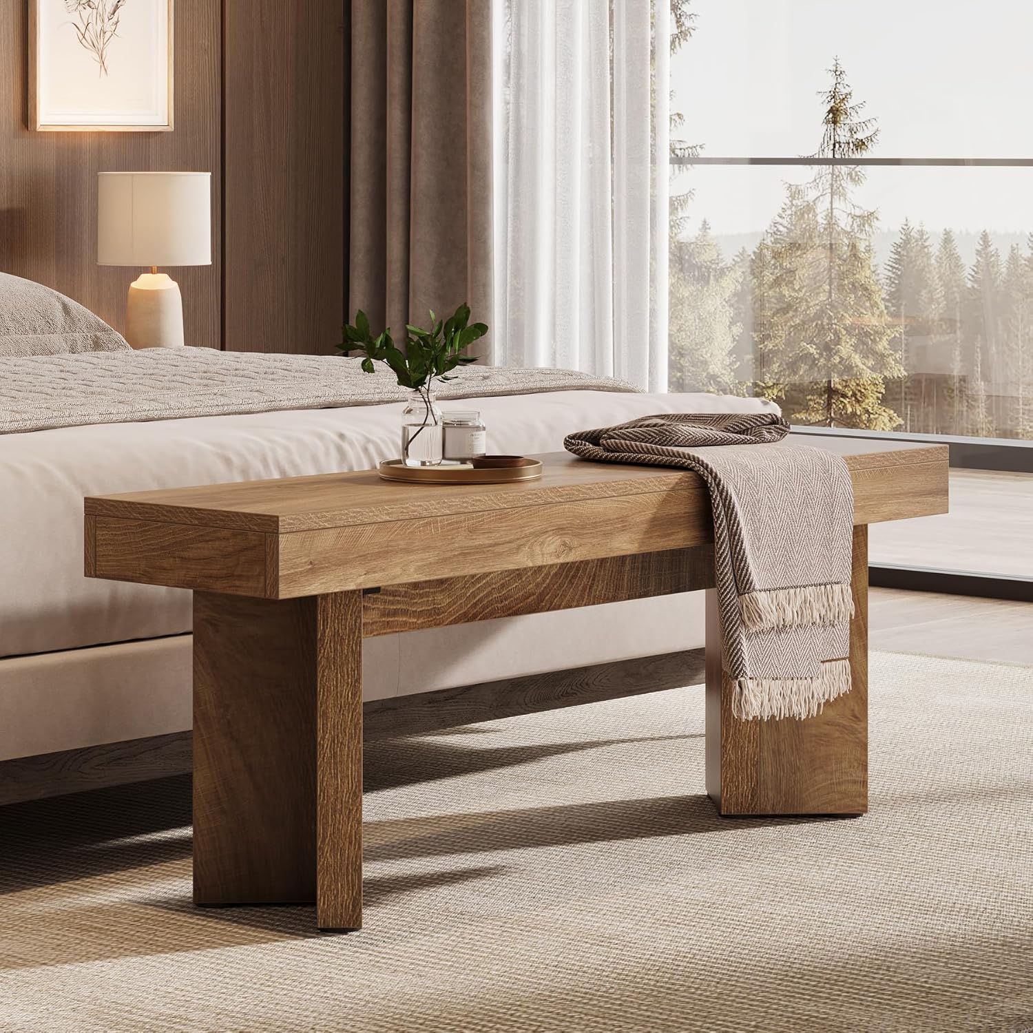 Tribesigns Rustic Brown Farmwood Entry Bench