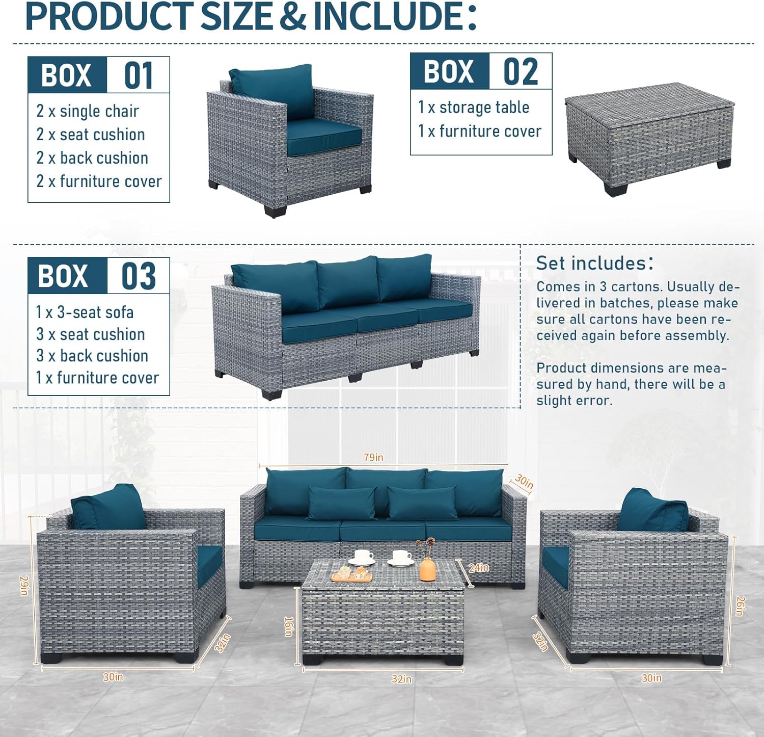 Lviden Peacock Blue 4pc Patio Set