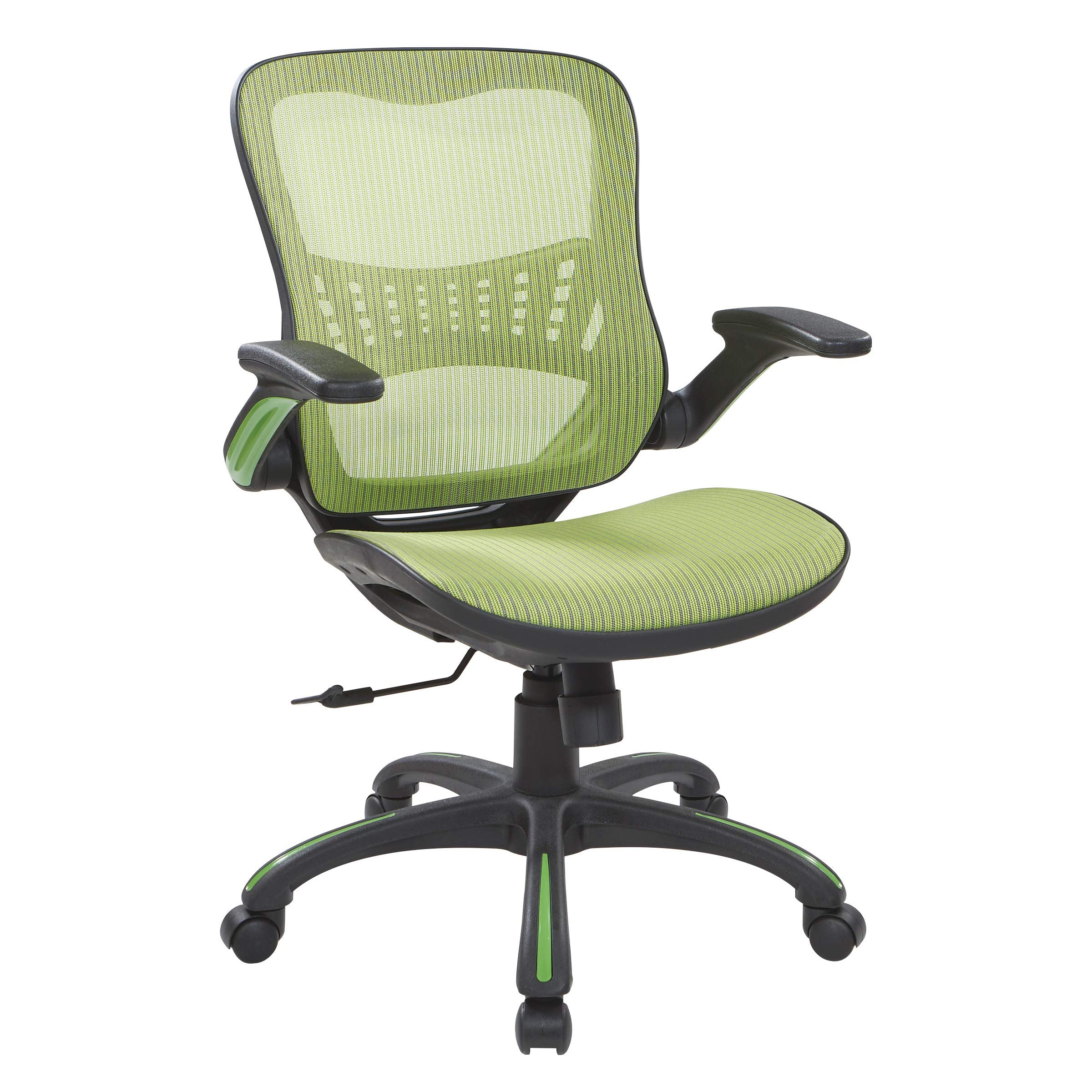 Office Star Ventilated Manager's Office Desk Chair with Breathable Mesh Seat and Back, Black Base, Black